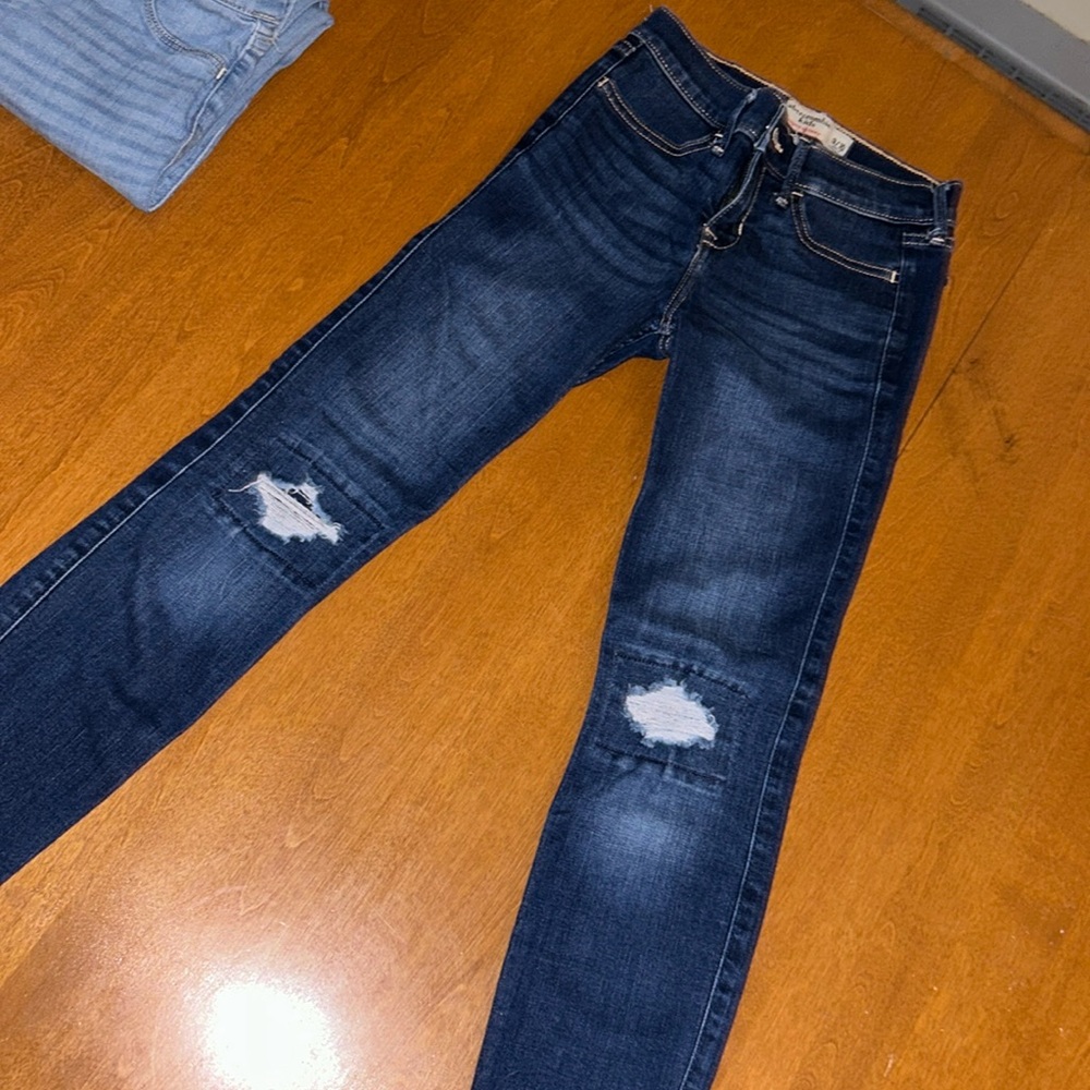 Abercrombie kids super skinny dark wash blue jeans